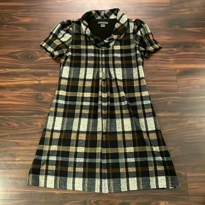 Jessica Howard Cowl Neck Brown Plaid Dress w/Lining & Slight A-Line (12)